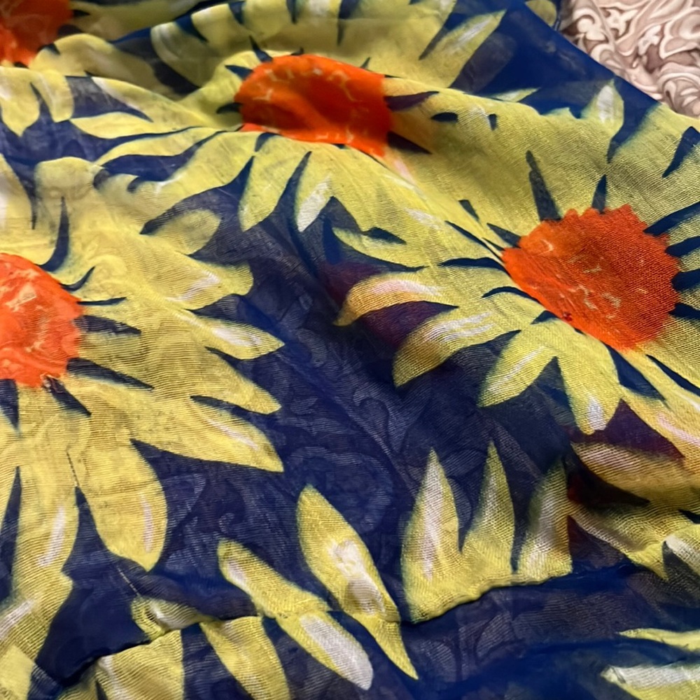 Sheer floral infinity scarf